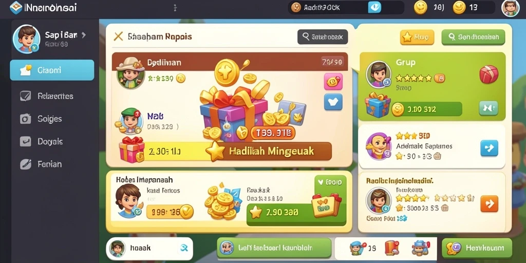 Tampilan utama dengan desain grafis yang menarik.